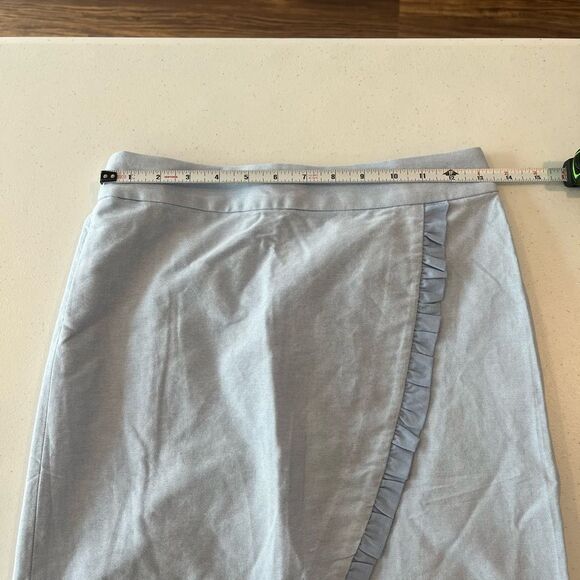 J. Crew NWT Light Blue Oxford Ruffle Pencil Skirt -‎  Size 0 - Picture 4 of 4